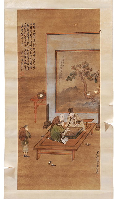 Appraisal: A Chinese scroll th early th Centuryfigures playing Go