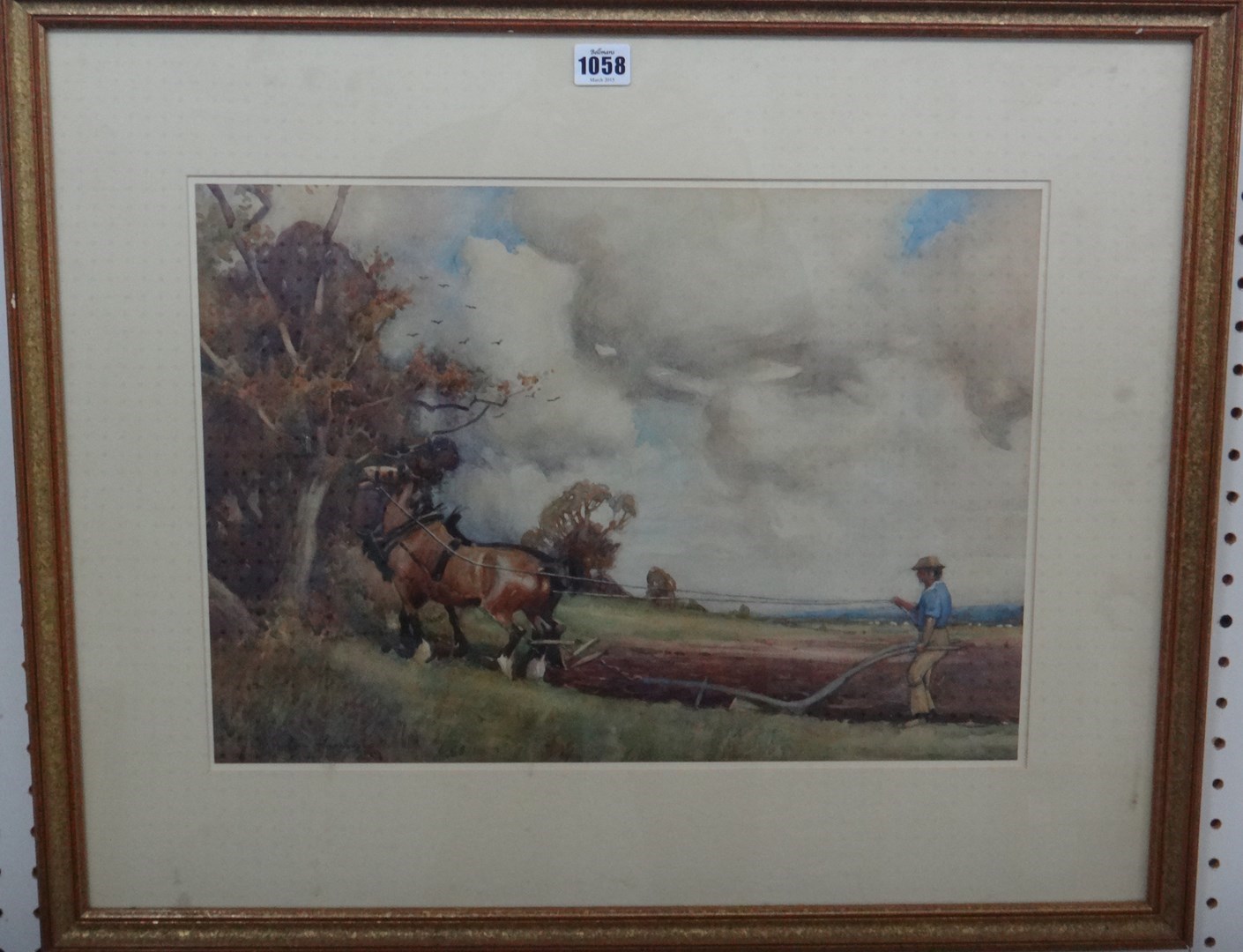 Appraisal: George Mortram Moorhouse b Ploughing scene watercolour signed and dated