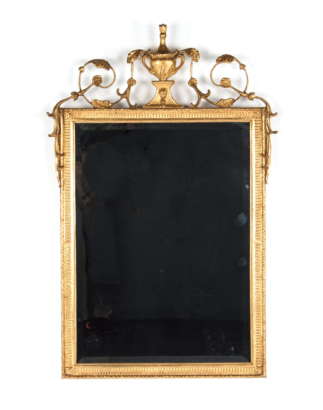 Appraisal: Adams style carved gesso giltwood looking glass rectangular beveled mirrored