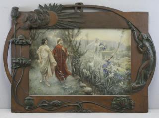 Appraisal: Art Nouveau Hand Carved and Painted Wood Frame With hand