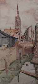 Appraisal: Norma Bull - Coventry Cathedral watercolour and ink signed 'Norma