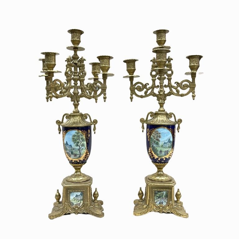 Appraisal: Pair of French Style Candelabras Pair of French Style Candelabras