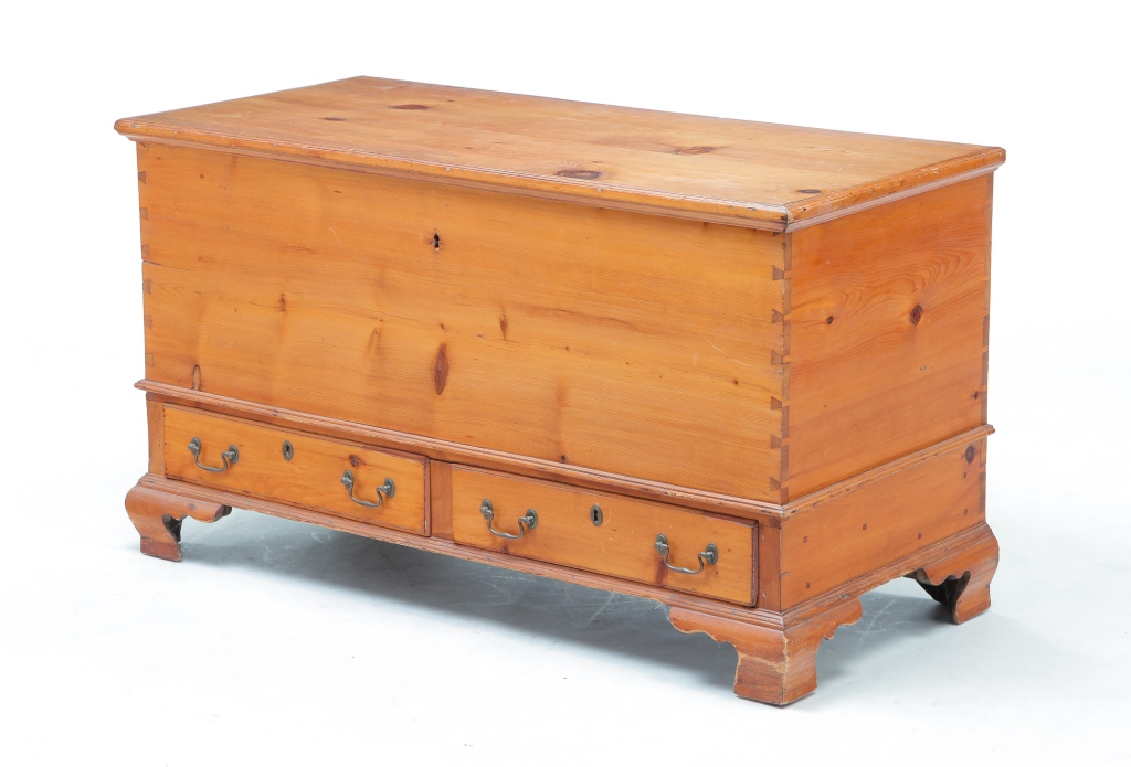 Appraisal: AMERICAN CHIPPENDALE BLANKET CHEST Late th century pine Lid with