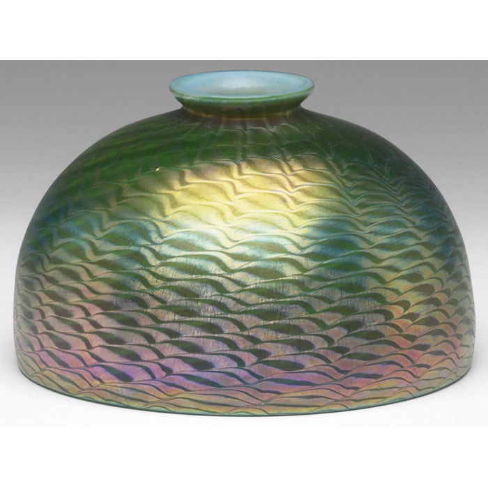 Appraisal: L C Tiffany shade favrile glass with a damascene pattern