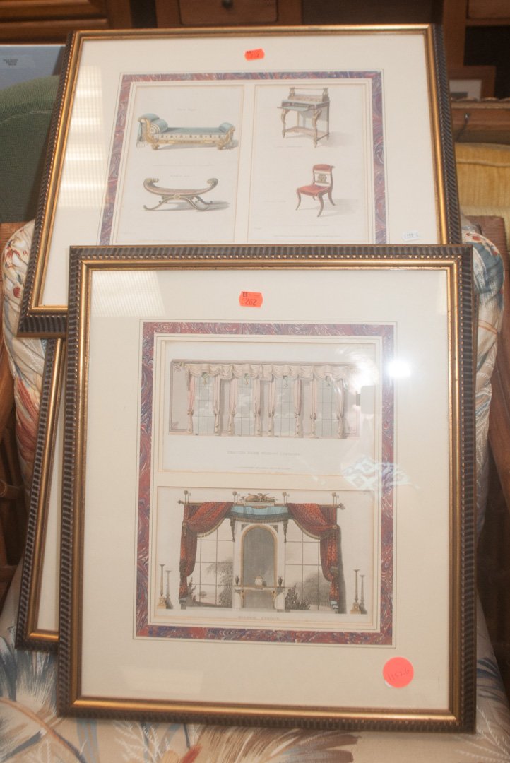 Appraisal: Three framed interior design prints Undernumber