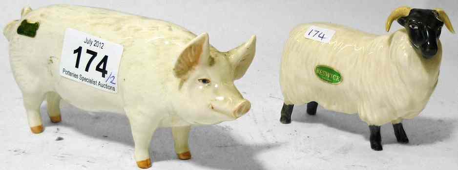 Appraisal: Beswick Boar and Black Faced Sheep