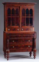 Appraisal: MAHOGANY SHERATON BOOKCASE TOP SECRETARY The top section having two