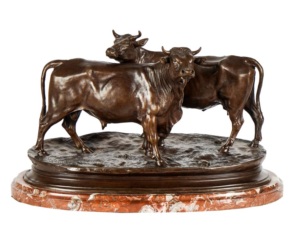 Appraisal: AFTER JULES MOIGNIEZ - BULL COWbronze with brown patination mounted