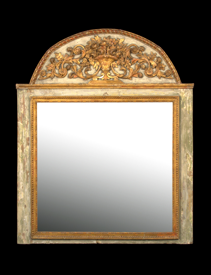 Appraisal: Southern French Carved Blanc-de-Trianon-Painted and Parcel-Gilt Beechwood Looking Glass second