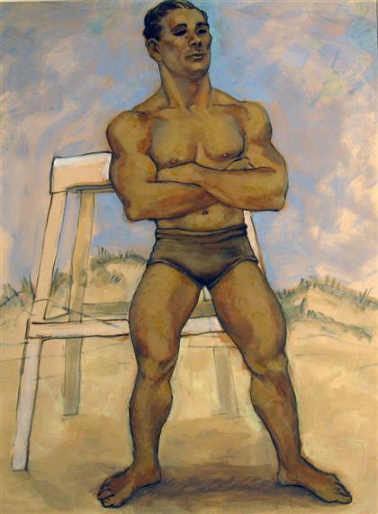 Appraisal: EMLEN POPE ETTING american - LIFEGUARD Gouache on paper sight