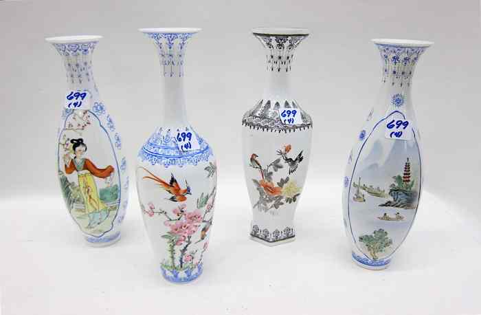 Appraisal: FOUR EGG-SHELL PORCELAIN CHINESE VASES hand painted in various scenes