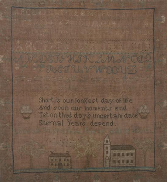 Appraisal: OHIO NEEDLEWORK SAMPLER made by Priscilla Bruen Dayton Rows of