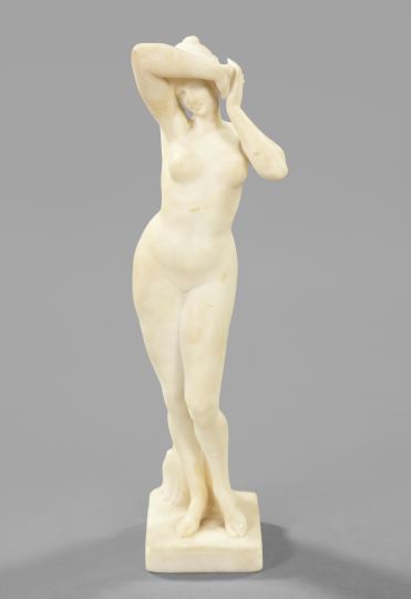 Appraisal: Italian Carved Carrara Marble Tabletop Figure of a standing shy