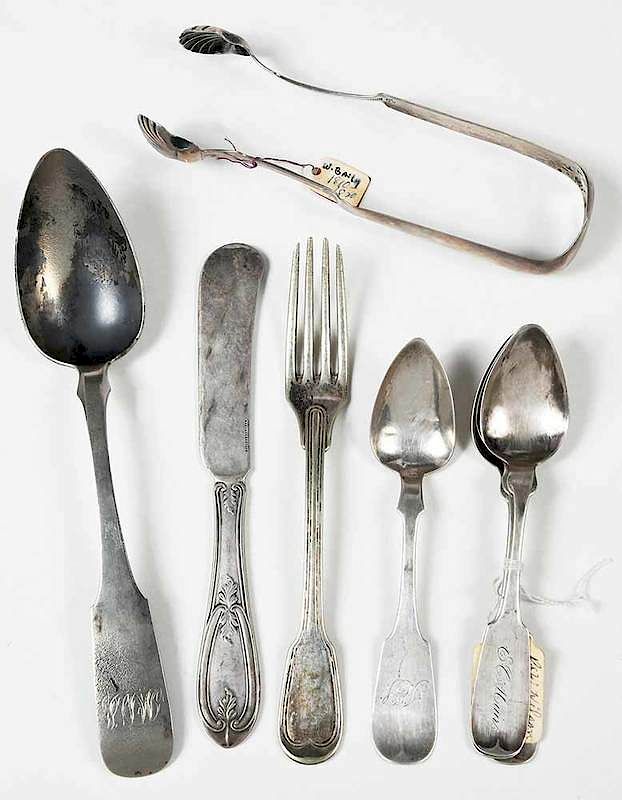 Appraisal: Pieces Assorted Silver Flatware including pieces coin silver spoons and