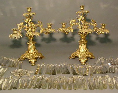 Appraisal: Pair of fire gilt candelabras thc