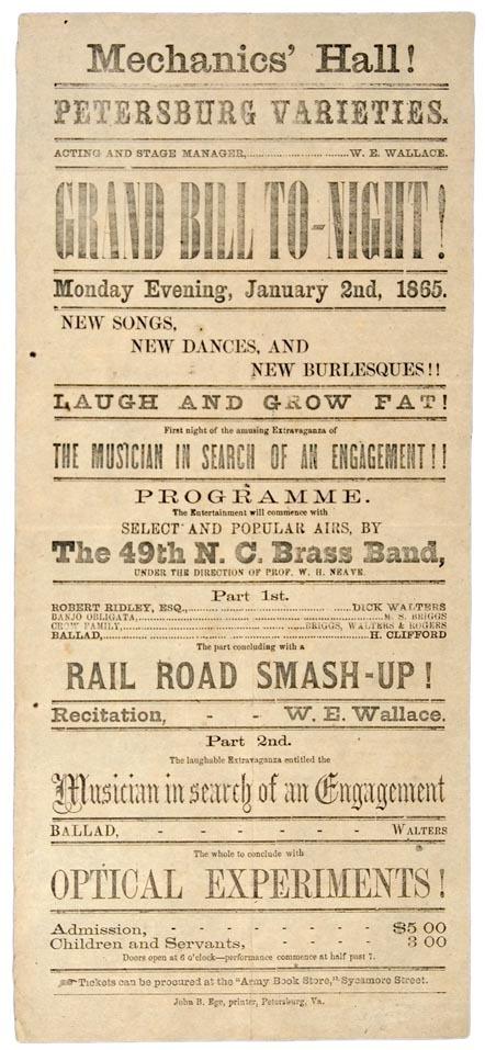 Appraisal: SIEGE OF PETERSBURG Mechanics Hall Petersburg Varieties Grand Bill To-Night