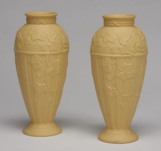 Appraisal: Wedgwood jasperware vases Pair of th century Wedgwood Doric Ivy