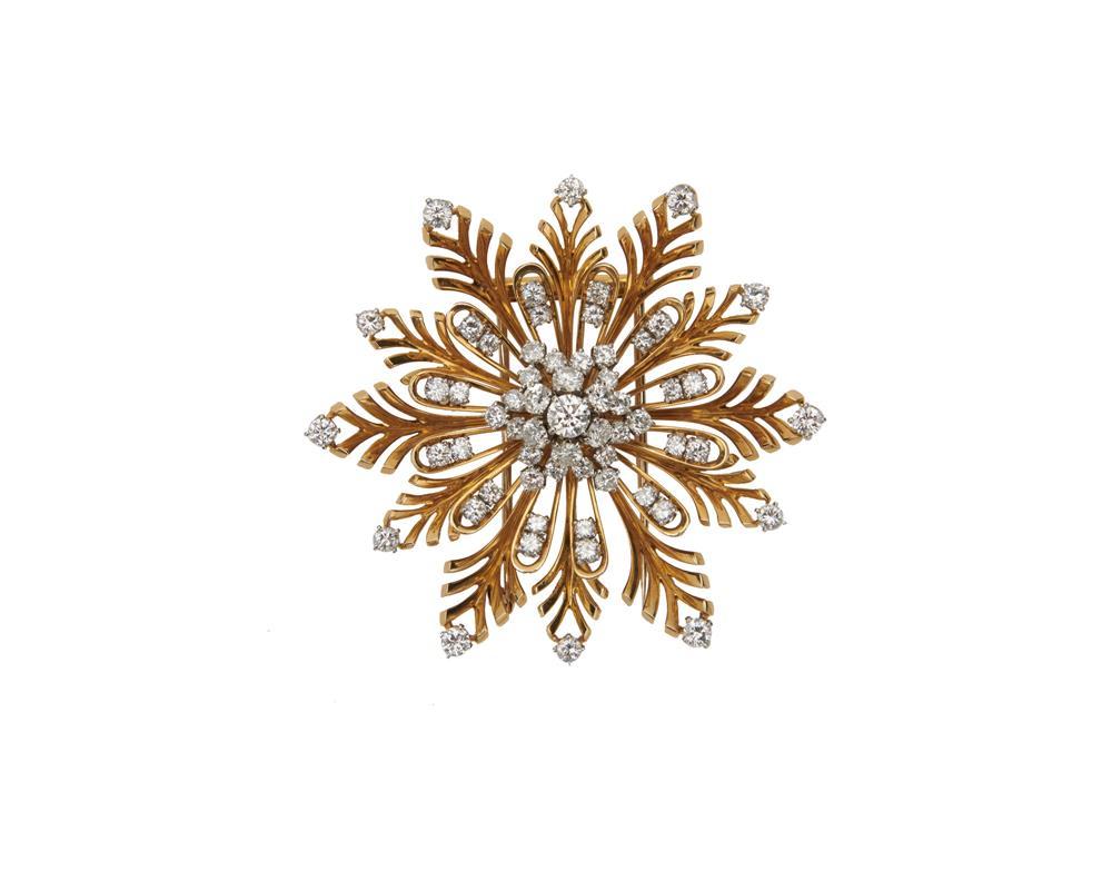 Appraisal: VAN CLEEF ARPELS K Gold and Diamond Snowflake Brooch ca