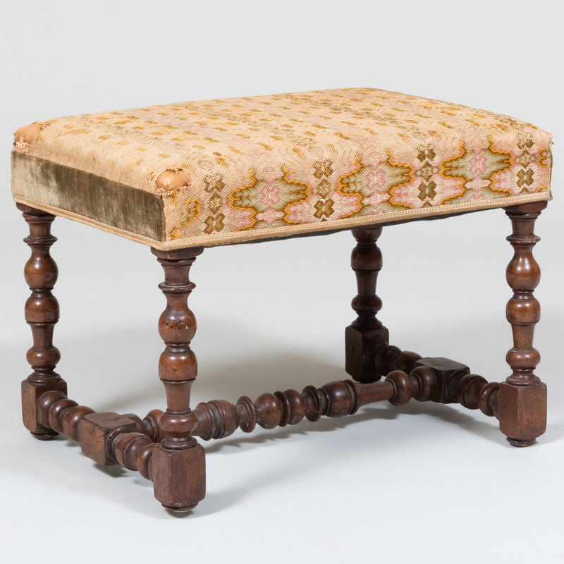 Appraisal: Louis XIII Turned Walnut Stool Together with Louis XV provincial