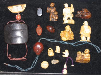 Appraisal: Seventeen Japanese Inro items th th century Four Ivory Netsuke