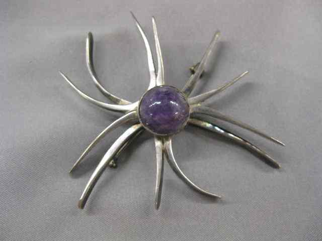 Appraisal: Amethyst Sterling Brooch by WinfredClark Shaw ''