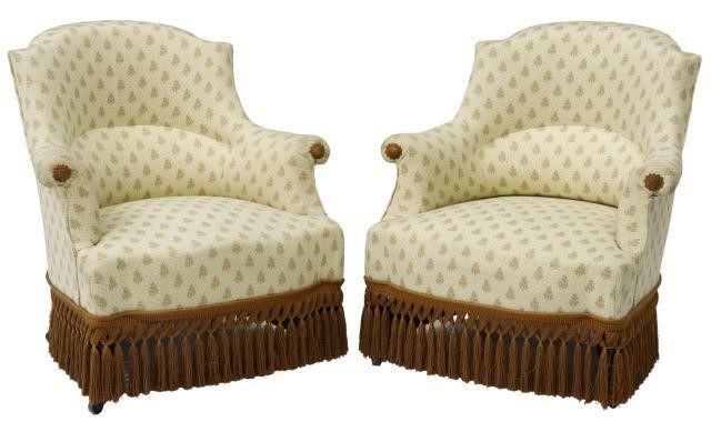 Appraisal: pair French Napoleon III period slipper armchairs late th c