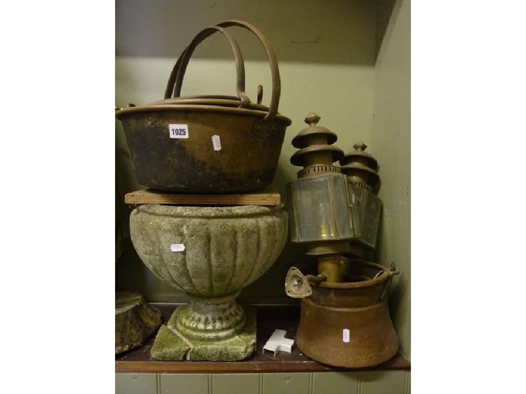 Appraisal: Two Victorian brass jam pans with fixed iron hoop handles