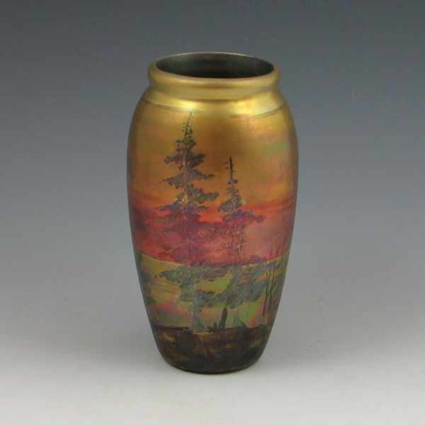 Appraisal: Weller LaSa scenic vase in gold red and green iridescent