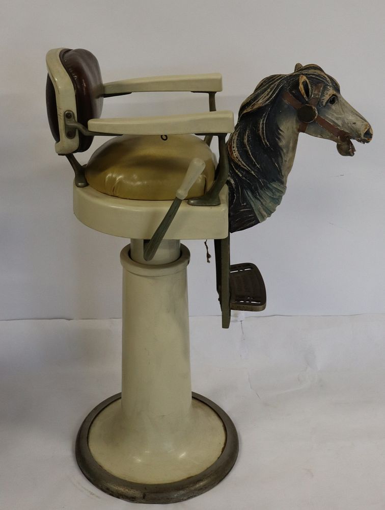 Appraisal: Koch Signed Child's Barber Chair A great original example in