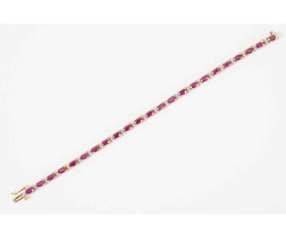 Appraisal: kt gold ruby and diamond bracelet stamped ct TGW x