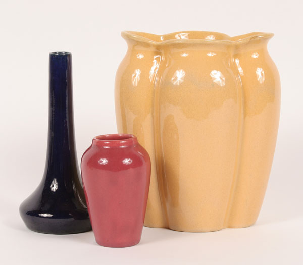 Appraisal: Lot of Muncie Art Pottery vases with yellow cobalt and