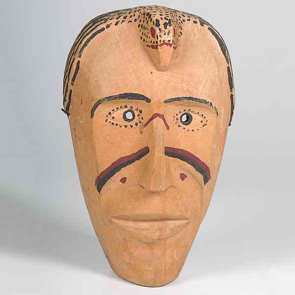 Appraisal: Cherokee Wooden Mask painted in red and black eagle on