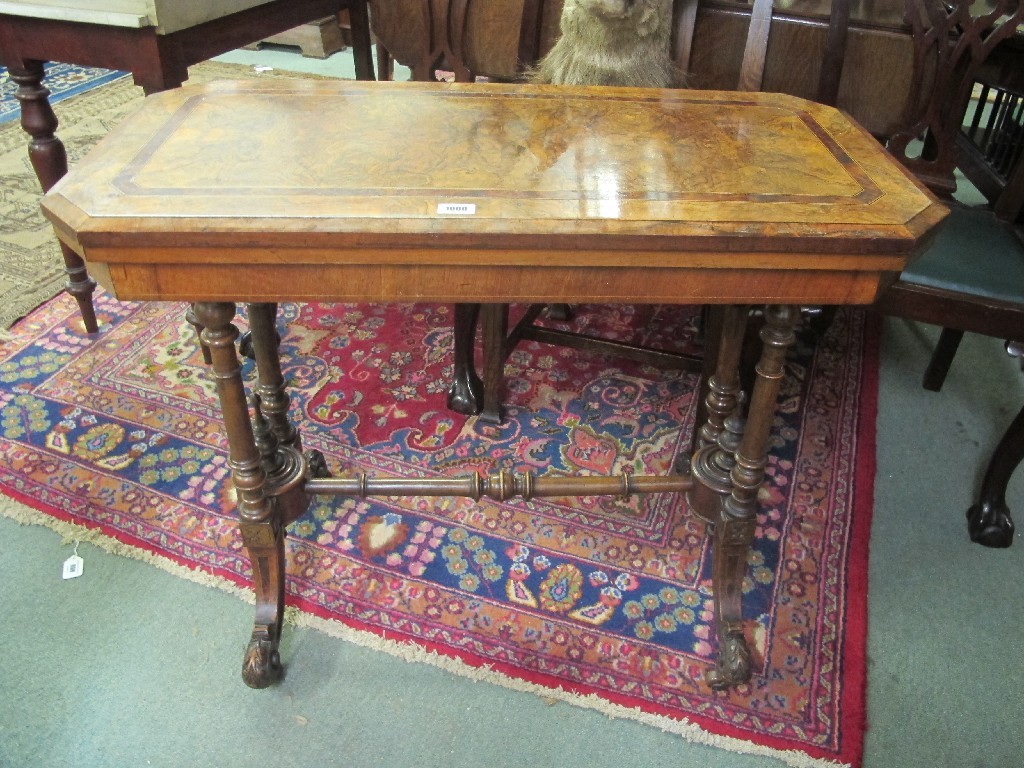 Appraisal: Victorian walnut inlaid turnover card table