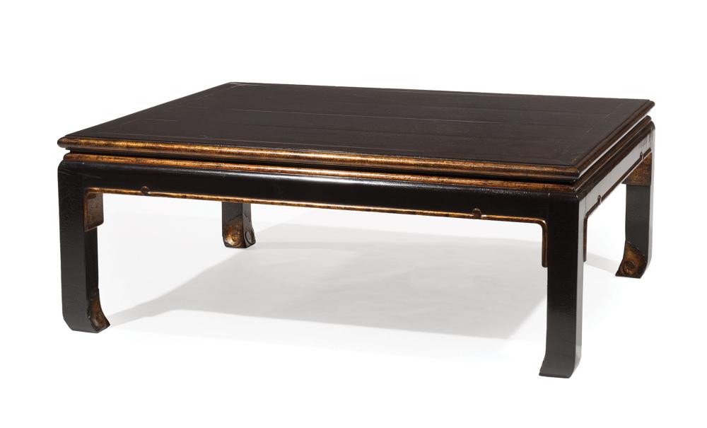 Appraisal: Modern Chinese-Inspired Gilt and Black Lacquer Low Table waisted rectangular