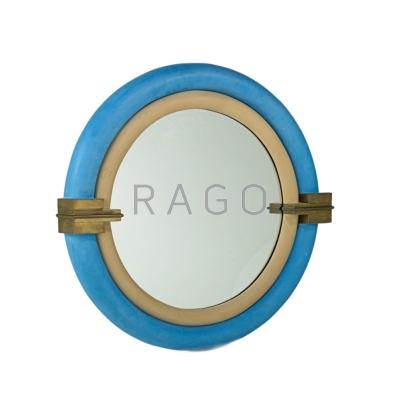 Appraisal: CONTEMPORARY Mirror painted wood and brass dia Condition Report