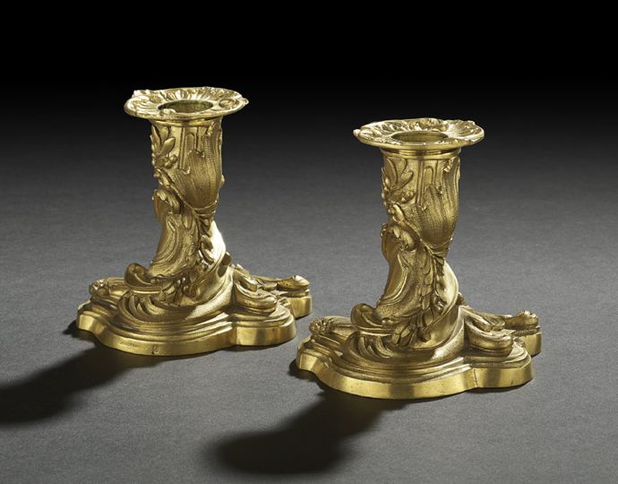 Appraisal: Pair of Cardeilhac Paris Gilt-Bronze Console Candlesticks fourth quarter th