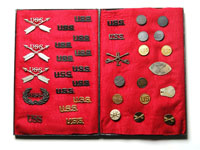 Appraisal: COLLECTION OF INDIAN SCOUTS INSIGNIA Frame includes lrg silver insignia