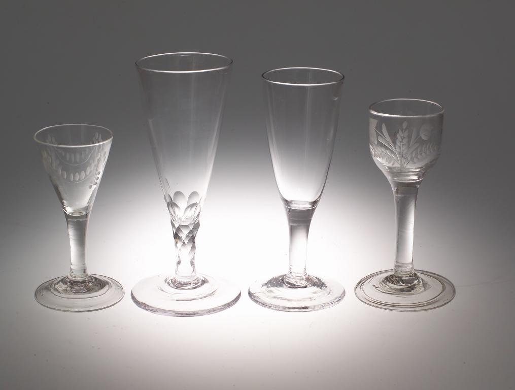 Appraisal: SMALL th CENTURY WINE GLASS engraved with swags together with