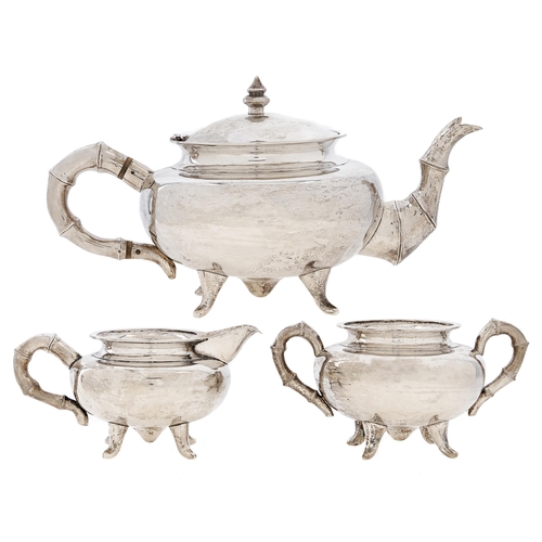 Appraisal: A Chinese three-piece silver tea service early th c with