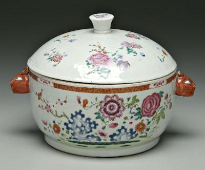 Appraisal: Chinese export lidded tureen famille rose round with rabbit head