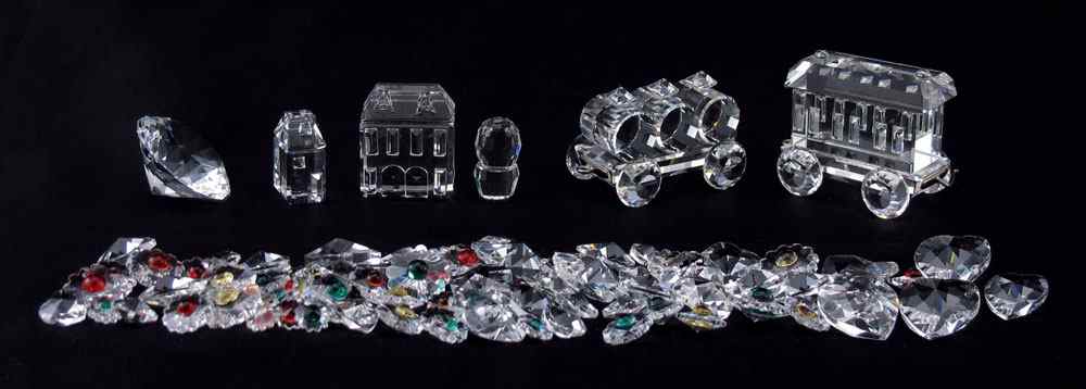 Appraisal: SWAROVSKI CRYSTAL FIGURINES To include TRAIN CARS - WAGON CARRIAGE