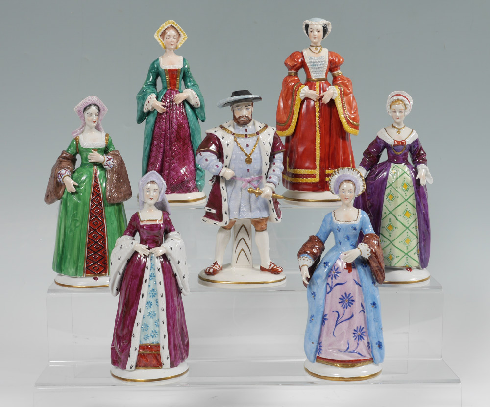 Appraisal: SITZENDORF HENRY VIII SIX WIVES PORCELAIN FIGURINES -piece total to