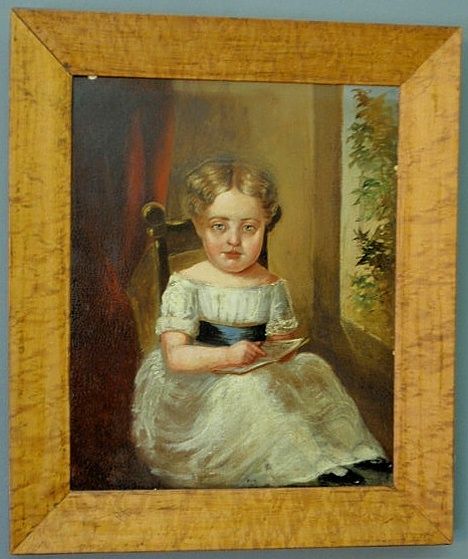 Appraisal: Oil on panel portrait of a young girl th c