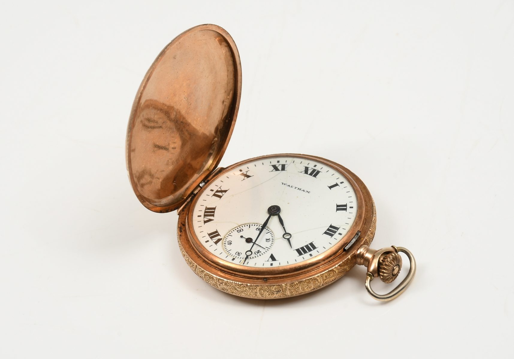 Appraisal: k GOLD WALTHAM HUNT CASE POCKET WATCH Total weight grams