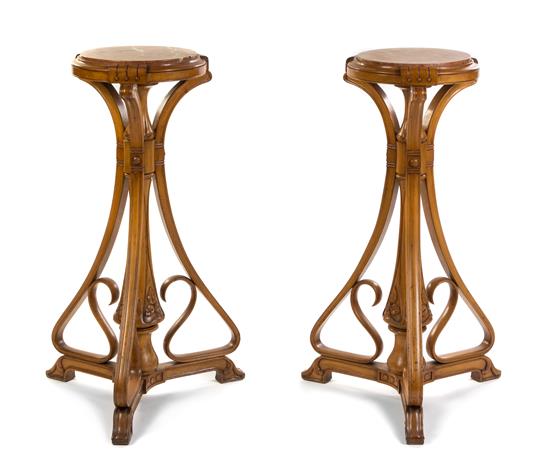 Appraisal: Sale Lot A Pair of Art Nouveau Oak Pedestals each