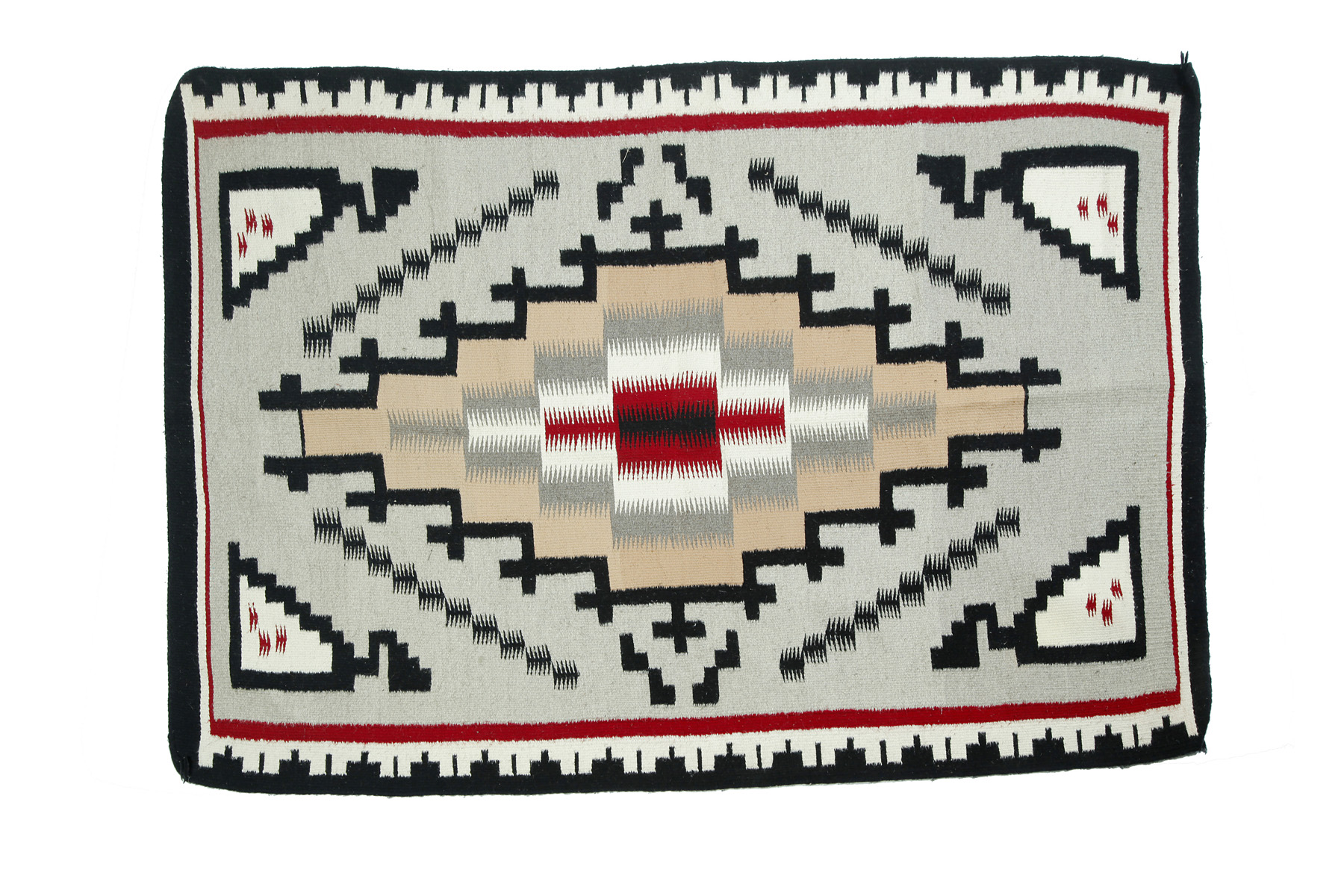 Appraisal: NAVAJO RUG Mid th century Stepped center diamond on grey