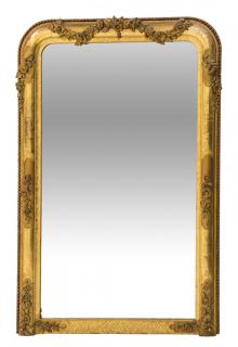 Appraisal: A LARGE TH CENTURY CONTINENTAL CARVED GILTWOOD MIRROR French mid-