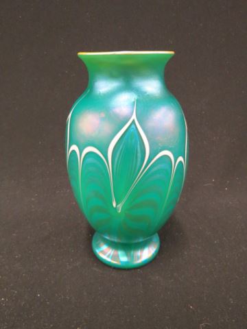 Appraisal: Orient and Flume Art Glass Vase pulled feather design on