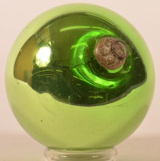 Appraisal: Antique Green Blown Glass Ball Form German Kugel - diameter