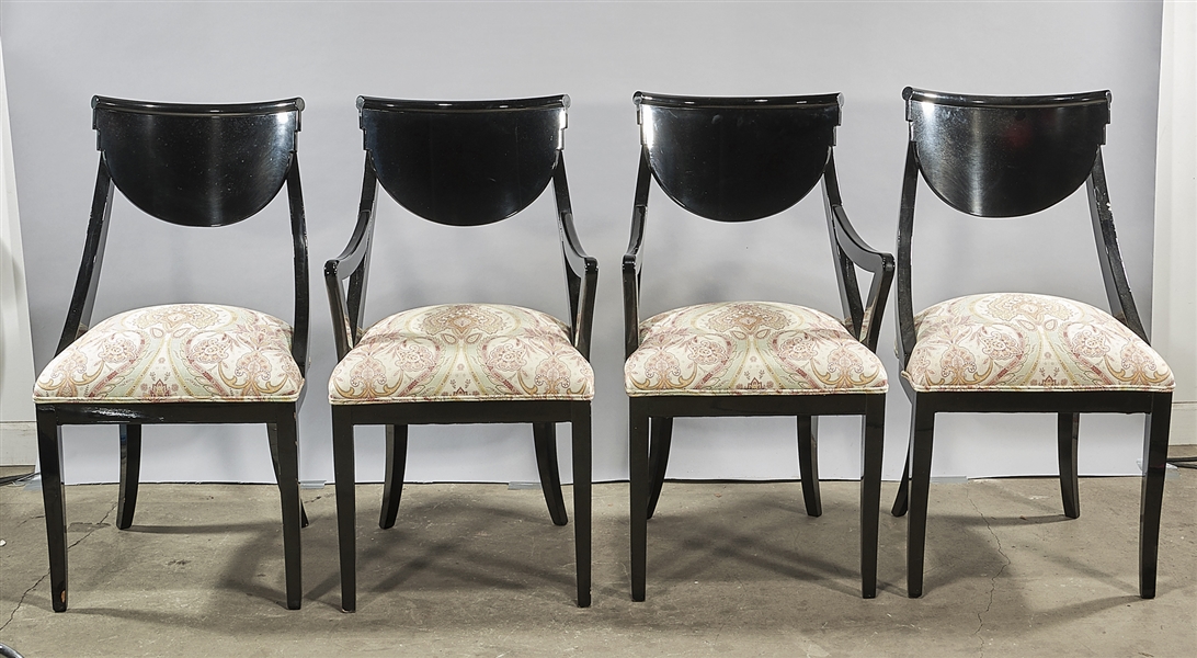 Appraisal: Set of four curved back black chairs including two side